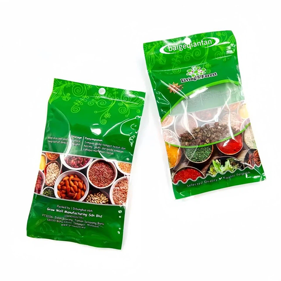 Puja de grau alimentari amb cremallera per a bosses d'embalatge d'espècies