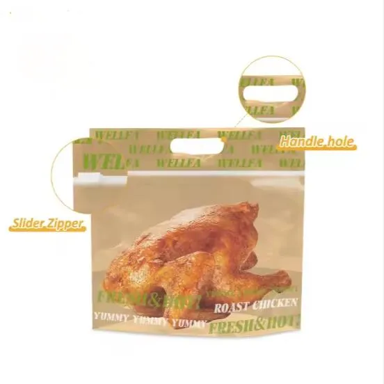 Bossa d'embalatge de rostit de disseny personalitzat, rostit de plàstic laminat, microones, bosses de pollastre rostit calent anti-boira
